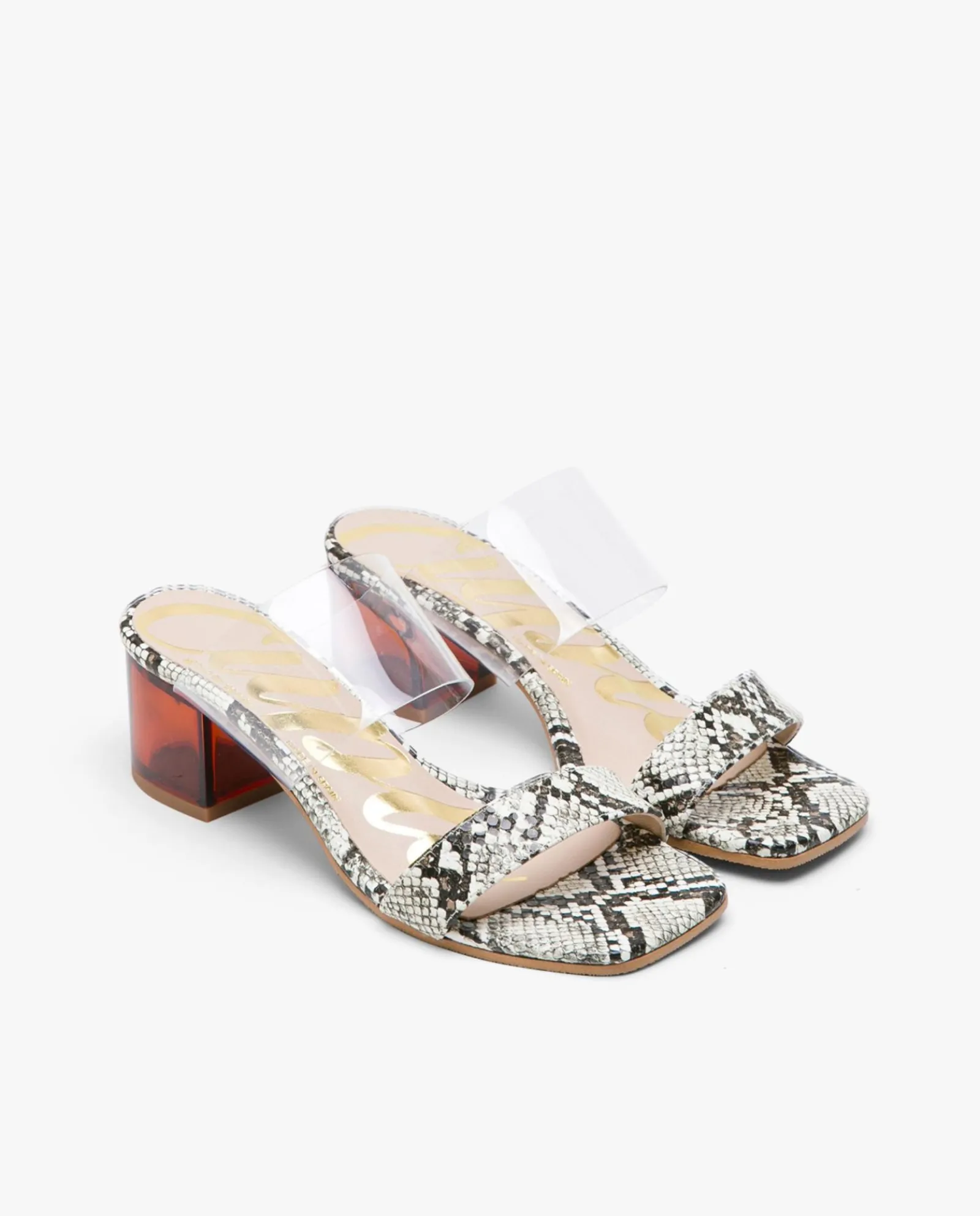 Sandalias*Cuplé Zueco Vinilo Punta Cudrada Serpiente Beig