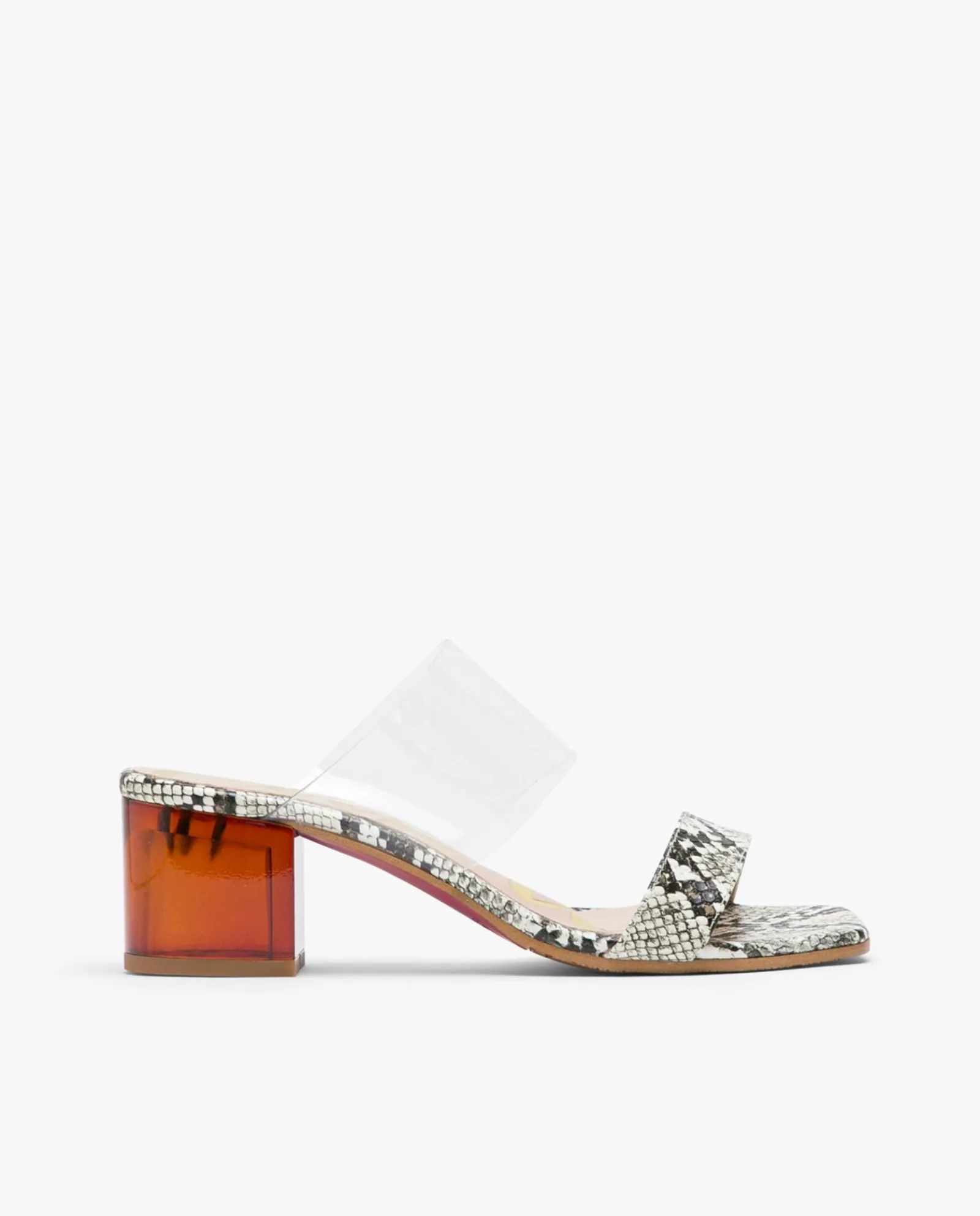 Sandalias*Cuplé Zueco Vinilo Punta Cudrada Serpiente Beig